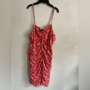 Floral Pink Ruched Dress